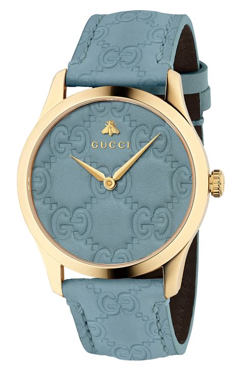 gucci watches ladies leather strap|Gucci watch with leather band.